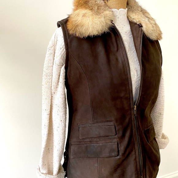 Soft Sheep Leather and Fox Fur Vest - Picture 4 of 7